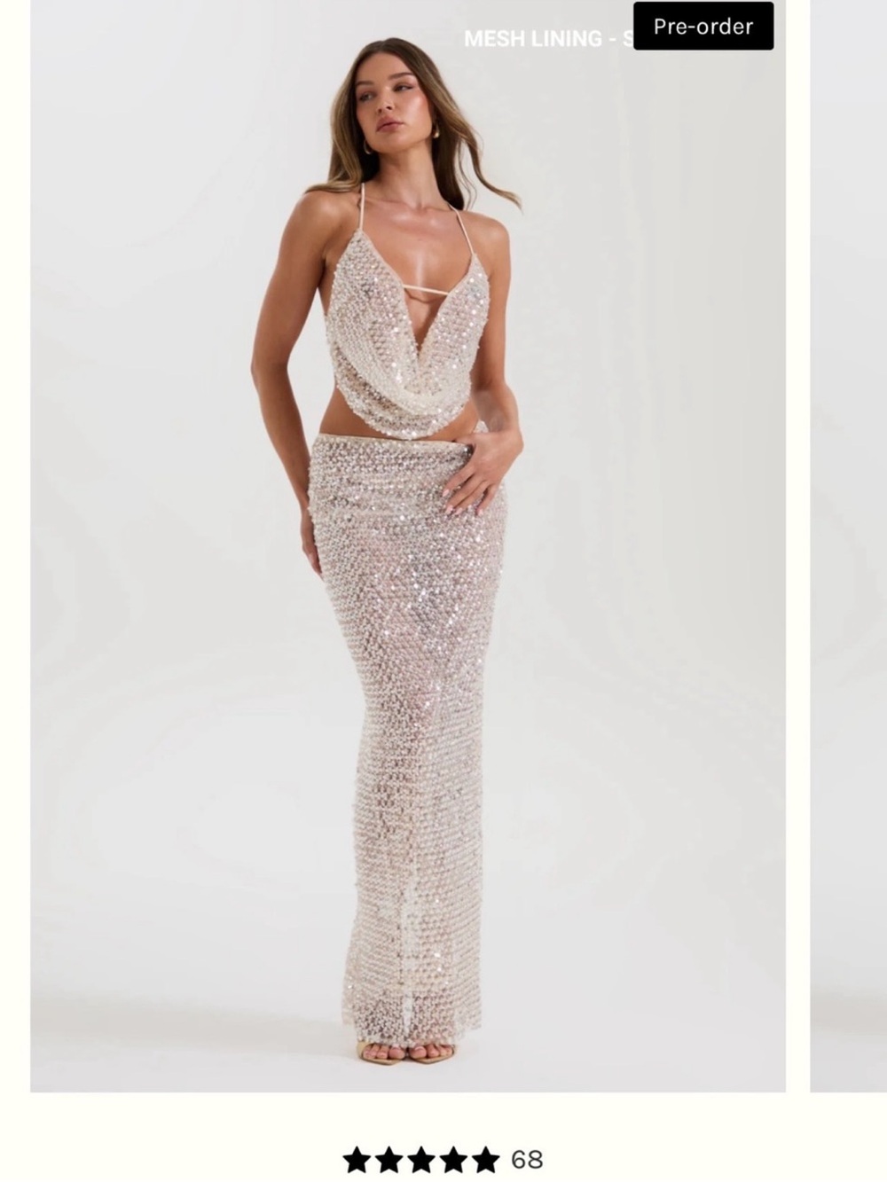 Sydney Lane Crystal Quartz Maxi Skirt in Champagne TALL version